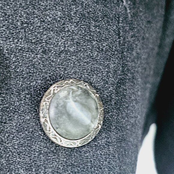 Vintage Kasper A.S.L. Womens Wool Blazer Sz 16 Chain Detail Gray & Black《907》J - Picture 7 of 9